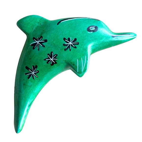 Small Green Soapstone Dolphin Figurine Sculpture Statue Decoration Decor - Picture 1 of 8